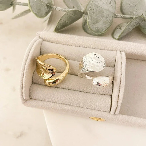 925 Sterling Silver Hammered Ring Chunky Wrap Ring Statement Ring Boho Ring - Picture 5 of 9